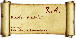 Kozó Anikó névjegykártya